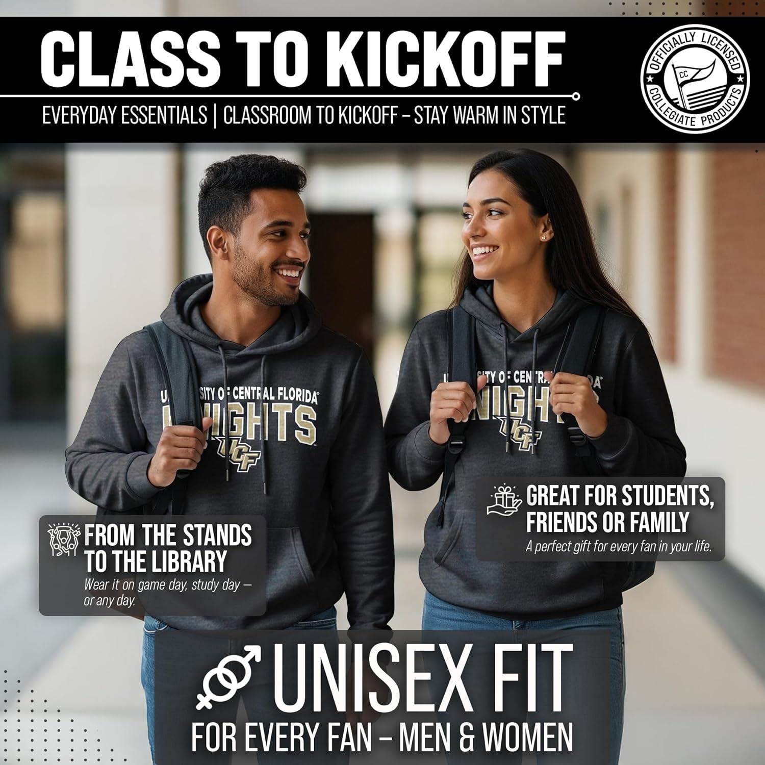 Campus Colors NCAA Adult Unisex Starting Fresh Heathered Hooded Fleece Sweatshirt, Cozy Cotton Poly Blend, Vintage Hoodie - Image 4