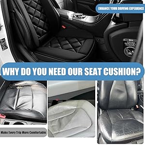 Chezope Car Seat Cushions Lumbar Support Pillows with Comfort Memory Foam Design Washable and Adjustable for Drivers and Office Use (Black)