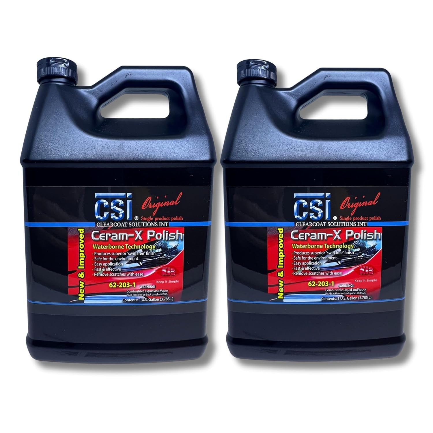 CSI Ceram-X Car Polish | 2-Gallons | One-Step Paint Correction to High-Gloss Finish | Water Based Formulation | Filler-Free | Body Shop Safe