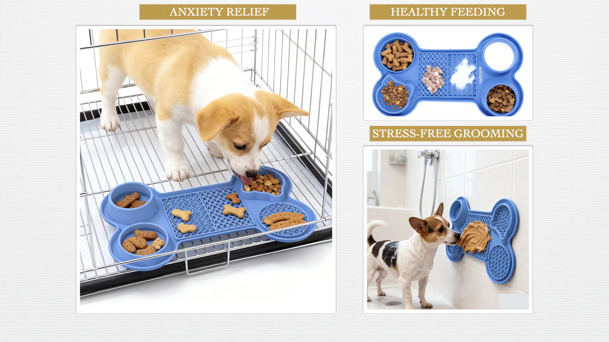 Tapete de alimentación lenta para perros, tapete para lamer gatos con ventosas fuertes, tapete interactivo 6 en 1 para comedores rápidos, alivio de ansiedad, aseo y tiempo de baño, apto para