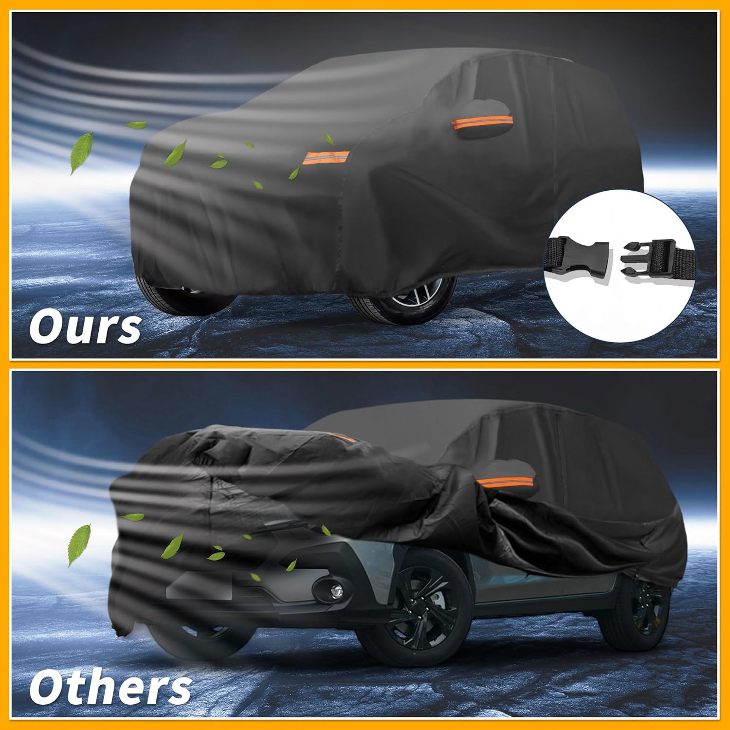 Car Cover Waterproof All Weather Sun Rain Protection Full Exterior Cover for Subaru Crosstrek Black with Left Side Zippers