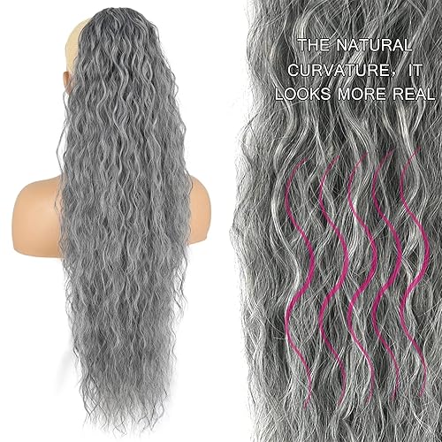 Miniatura 10 de Curly Drawstring Ponytail for Black Women Long 18Inch Kinky Curly Ponytail Extension Synthetic Afro Black Deep Curly Hair Ponytail Deep Wave