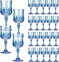 Vista 18 de XKXKKE 12 Piezas Copas de Vino de Plástico Transparente, Copas de Agua de Plástico para Fiestas, Copas con Tallo para Recepción de Boda, Suministros