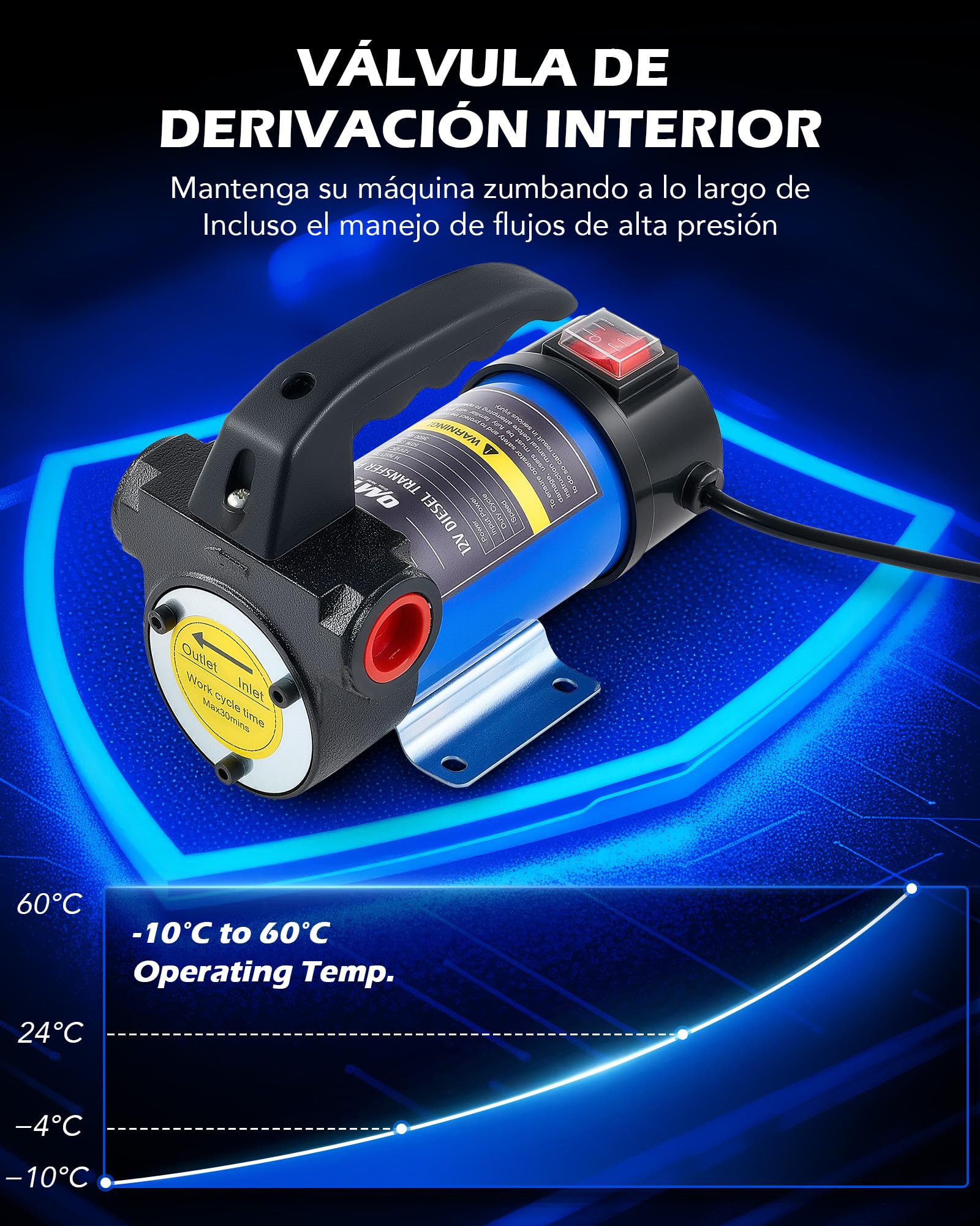 Orion Motor Tech Kit de Bomba de Transferencia Diésel, 12V Bomba de Transferencia de Combustible con Boquilla y Mangueras, Kit de Combustible Eléctrico de Queroseno Diesel con Caja de Transporte
