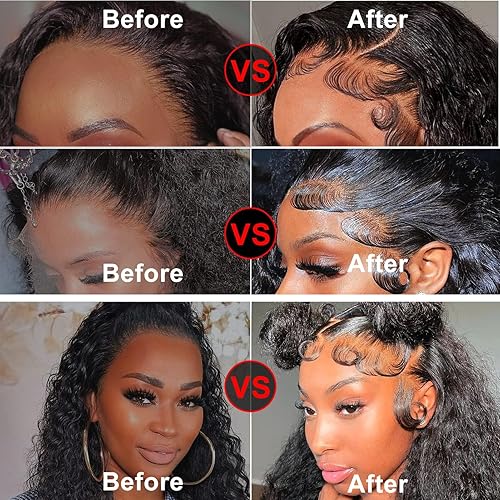 Miniatura 3 de Langer Hair Pelucas de encaje de cabello humano ondulado liso negro con cierre de cabello natural suave.