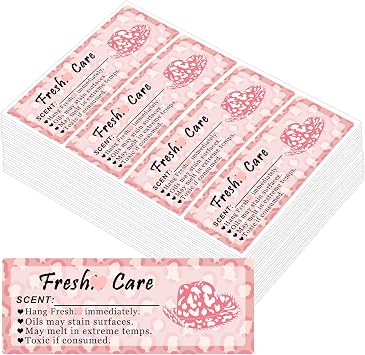 Freshiess Care Instruction Stickers 1 x 2.5 inch Freshiess Scent Labels with Line to Write in Scent 200 Pcs Freshiess Supplies for DIY Crafts Beads and Silicone Molds Pink
