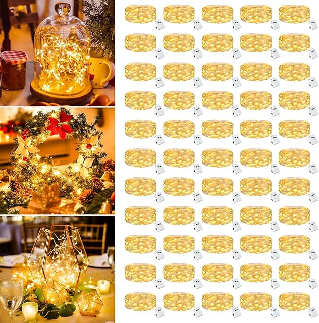 50 Pack Fairy Lights Battery Operated - 7ft 20 Led Twinkle Lights 3 Mode...