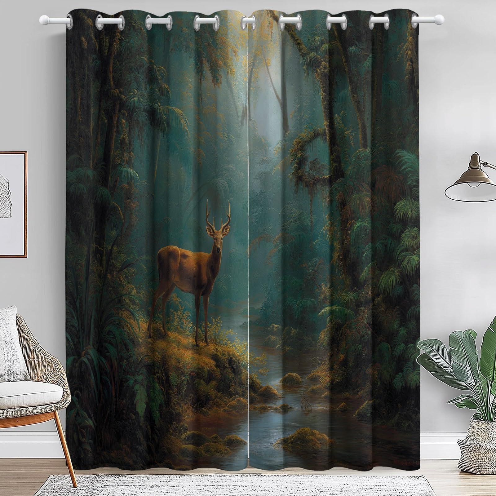 Rideau occultant ruisseau de la jungle des faons pour un intérieur doux et cocooning