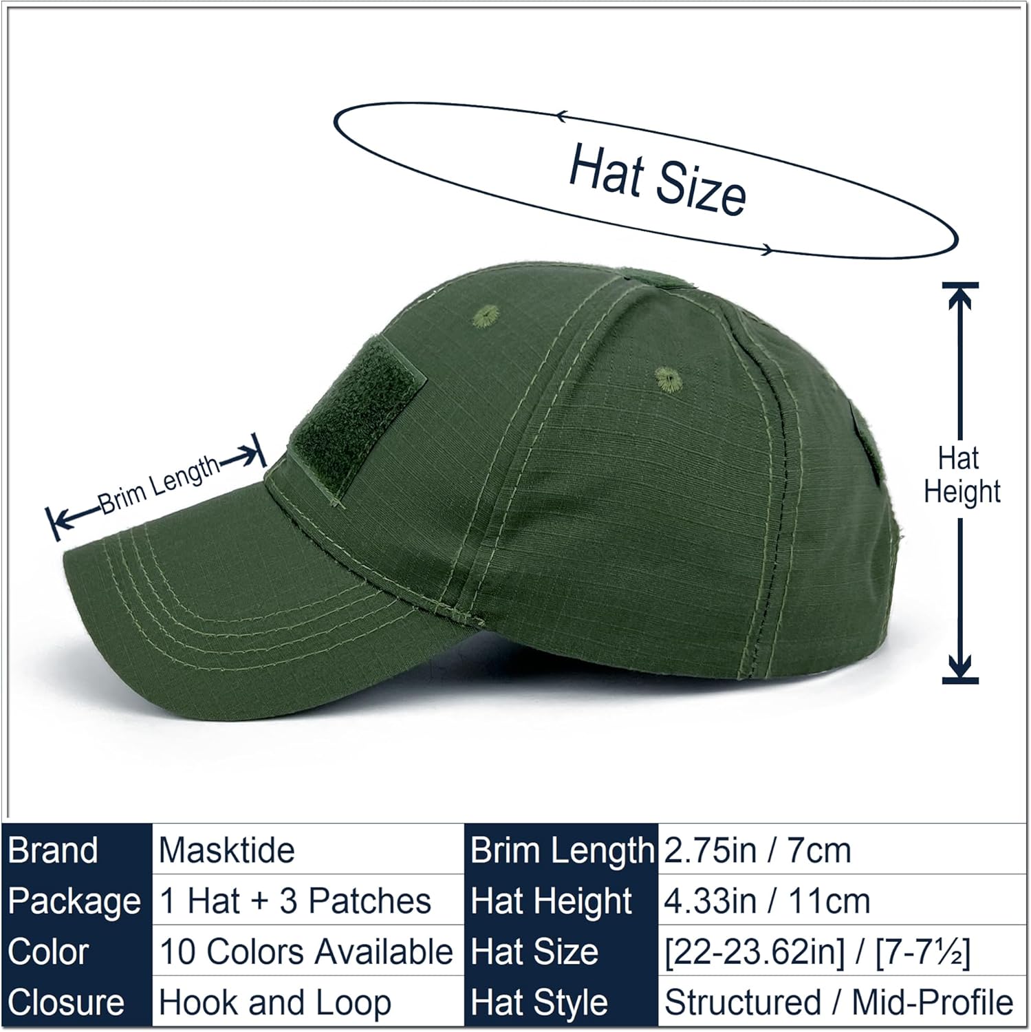 Tactical Military Mens Camo Baseball Hat with American Flag Skull Patch Patriotic Operator Camouflage Cap for Women - Image 3