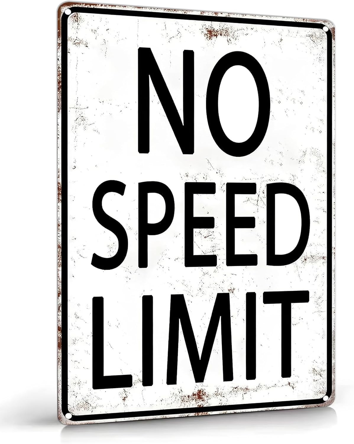 "No Speed Limit" Vintage Metal Sign 8x12 In