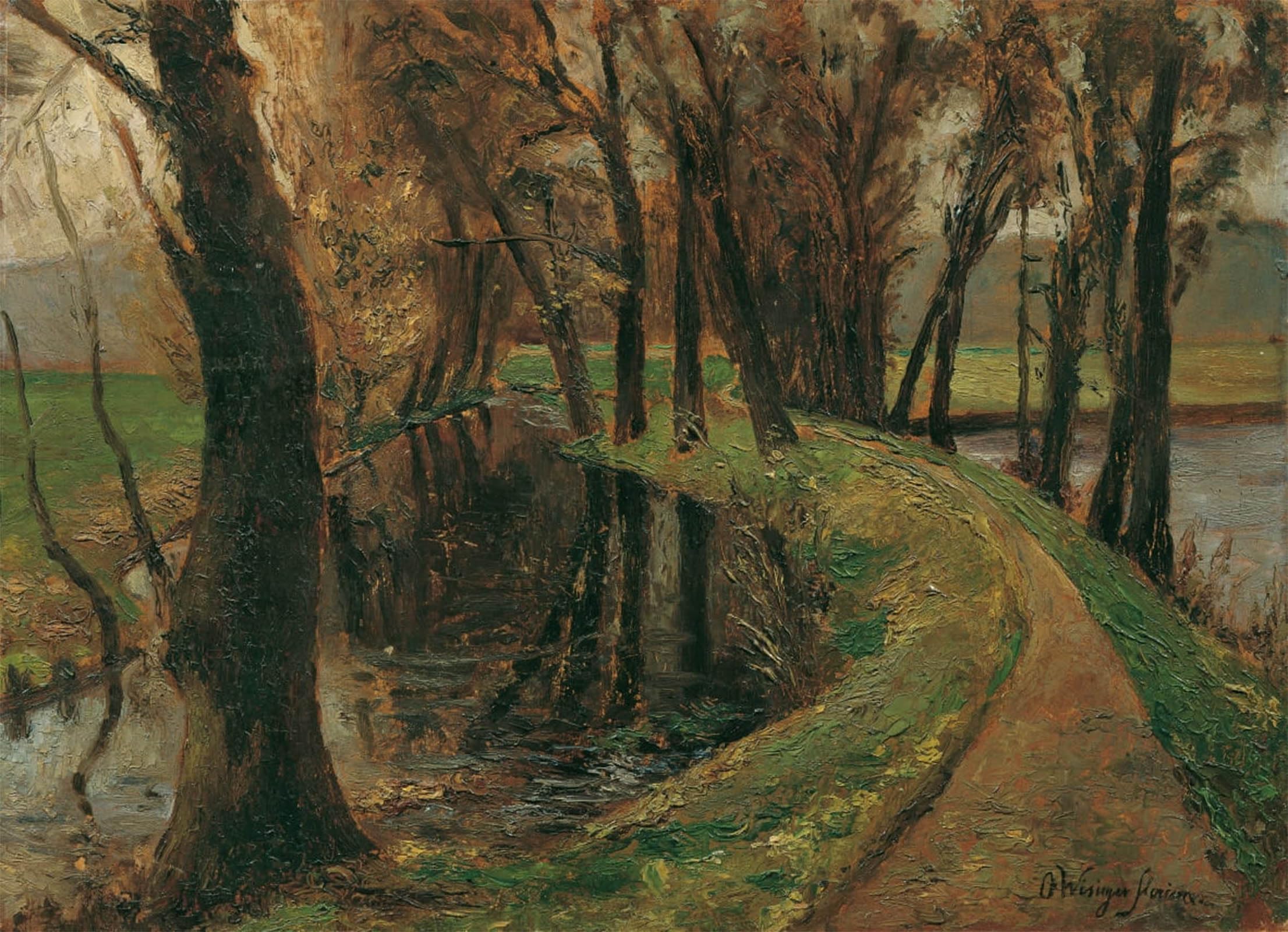 POSTERIIk Vintage Print Pop Art Landscape Artwork Allee Am Weiher by Olga Wisinger Florian Art Prints for Office Home Decor 60x90cm