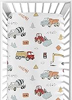 Vista 12 de Sweet Jojo Designs Juego de sábanas para cuna ajustable de camión de construcción verde y azul para bebé, cuarto de bebé, habitación de bebé