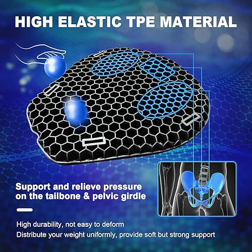 Miniatura 3 de Cojín de asiento de gel para motocicleta, panal 3D, absorbente de golpes, hueco y transpirable, el material del Hel es compresivo, no se rompe, no