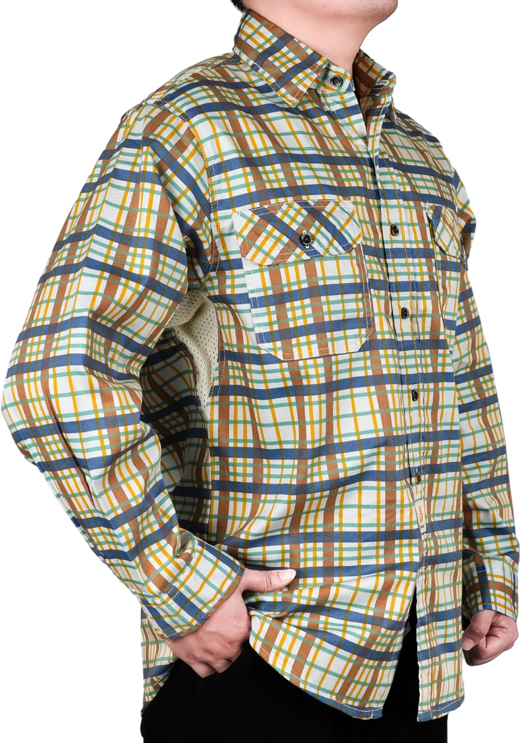 BOCOMAL FR Shirt for Summer Lightweight Vented Mesh Back and Underarm Breathable Flame Resistant Welding Button Down Shirts - Image 2