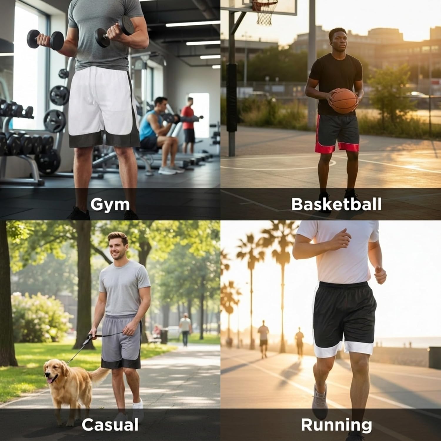Ultra Performance 5 Pack Mens Shorts, Athletic Gym Shorts Workout Basketball Shorts for Men, SM - 5X