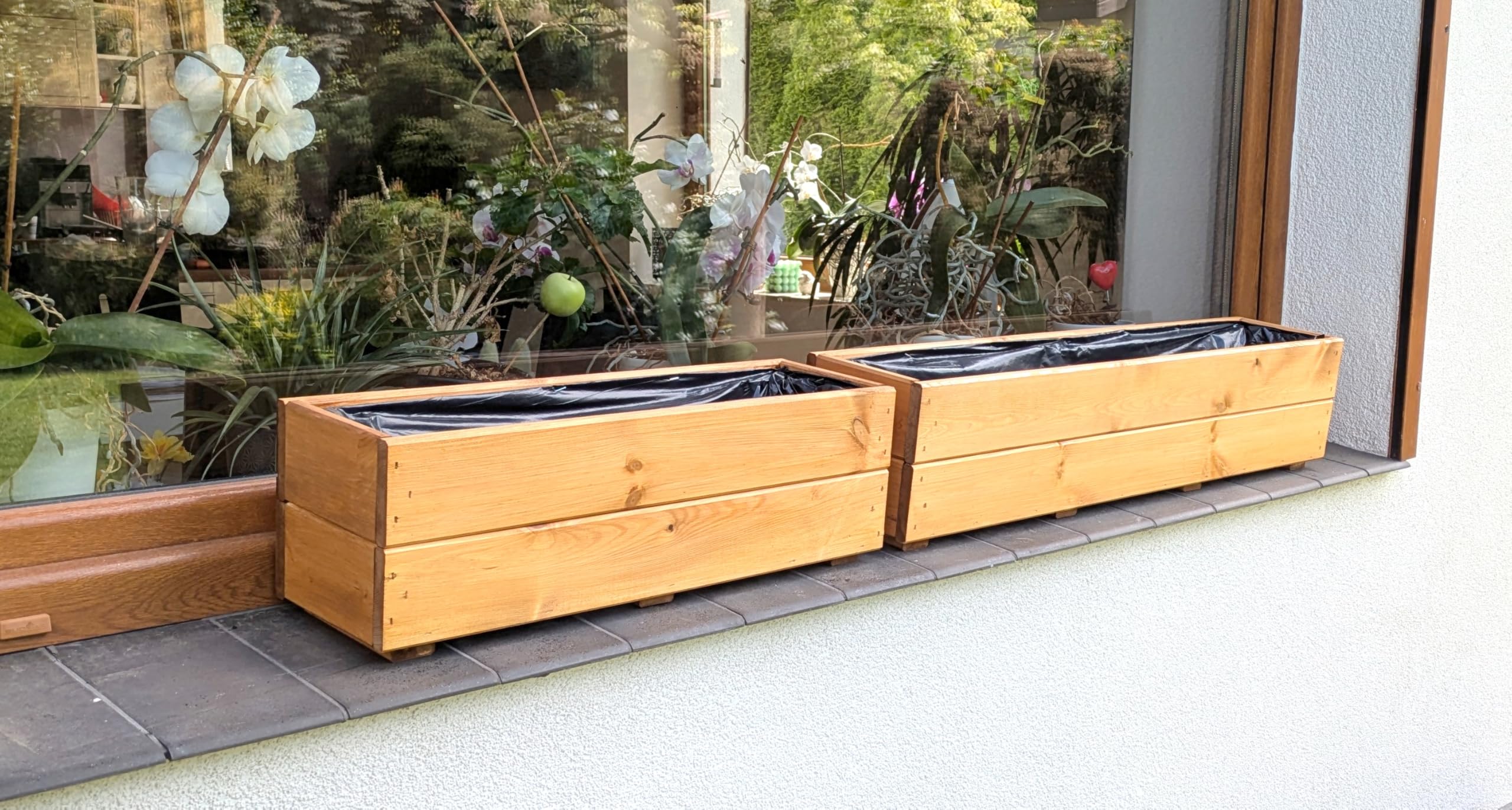 FKL DESIGN Home Deco Jardinière en Bois jardinière terrasse entièrement assemblée D27 chêne (Longueur 90 cm)