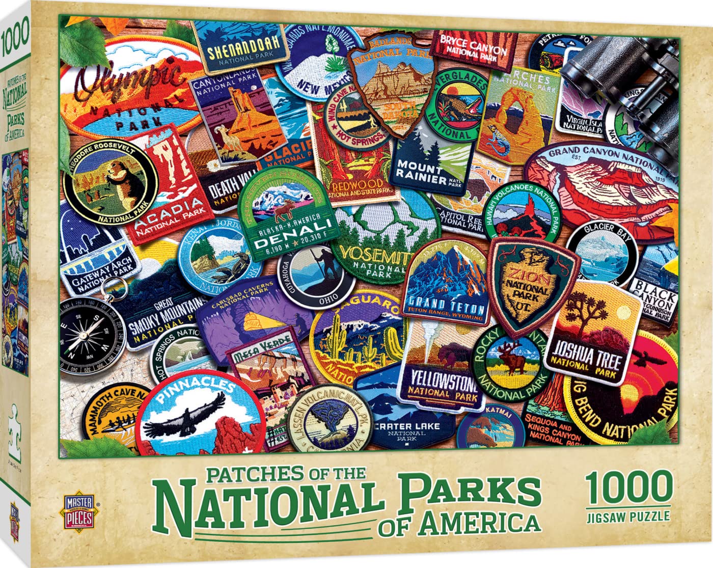 MasterPieces 1000 Piece Jigsaw Puzzle - National Parks Patches, Fun for Adults & Kids, 19.25"x26.75", Explore USA Landmarks, Age 14+ โ image 1