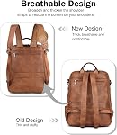 FADEON Laptop Backpack for Women Leather Travel Backpack with Laptop Compartment, Designer PU Shoulder Laptop Bag Brown