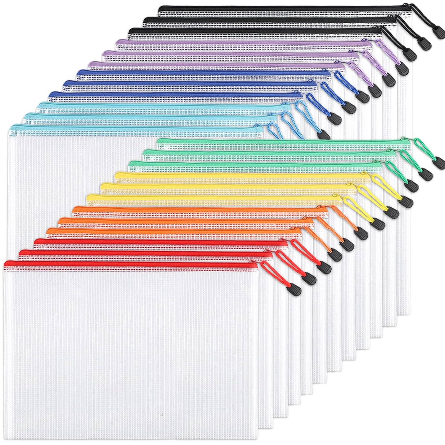 EOOUT Mesh Zipper Pouch Document Bag, Plastic Zip File Folders, Letter