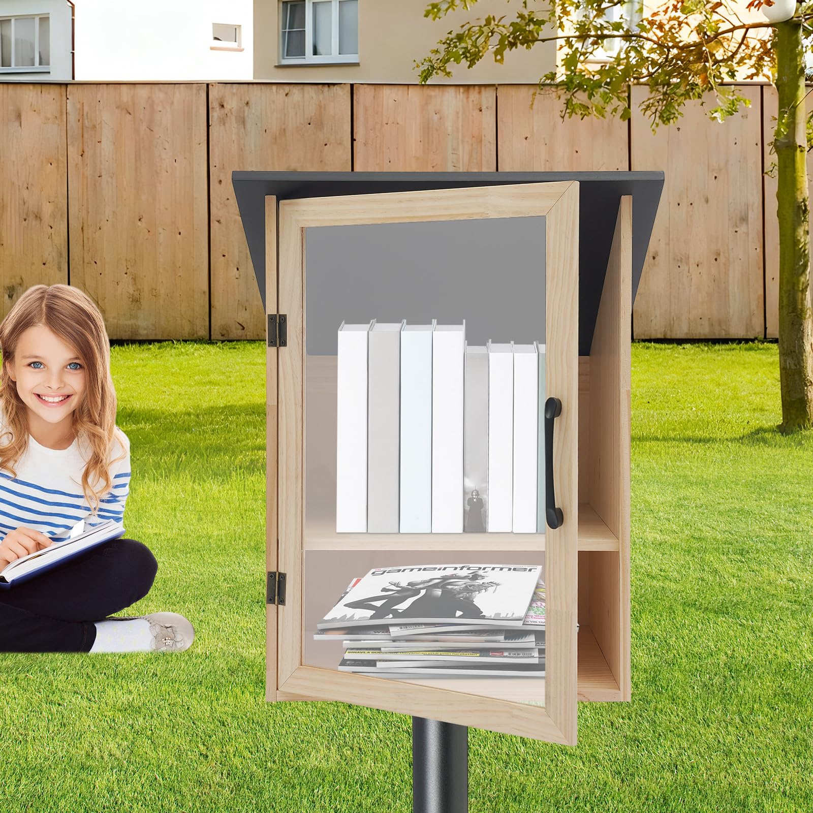 2 Ebenen Holzfarbe Bücherregal Bücherbox Regal Bücherregal Regale Möbel Kallax Regal Aufbewahrungsbox Mit Deckel Aufbewahrungsbox Schrank Aufbewahrungsboxen für Wohnzimmer und Garten