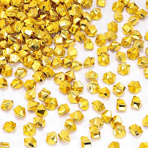 Miniatura 1 de DomeStar 520 piezas de rocas de hielo de oro falsas, 0.5 pulgadas de hielo acrílico dorado falso de plástico para jarrones, rellenos de mesa,