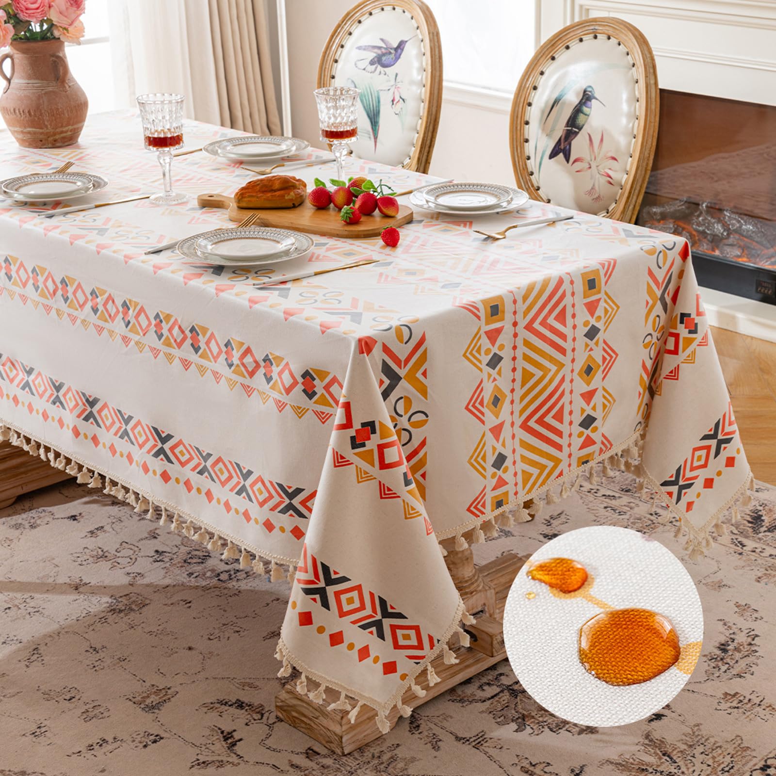 Mantel de tela de polialgodón suave que mejora la estética del comedor, decoración de mesa de banquete de gran tamaño