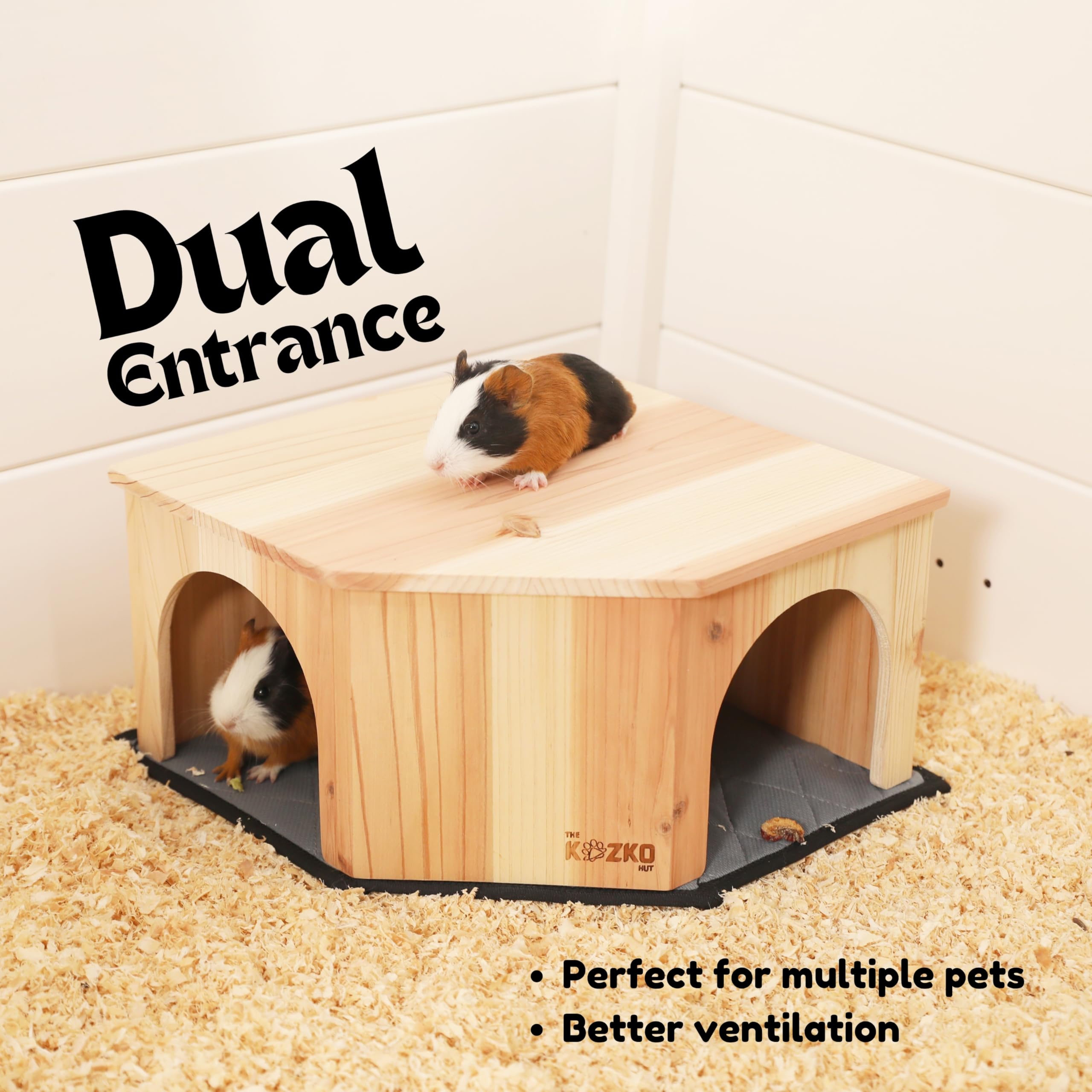 Rodent Hideout Small Animal Hideout Hut Wooden Guinea Pig House With Ramp & 4 Caves ...