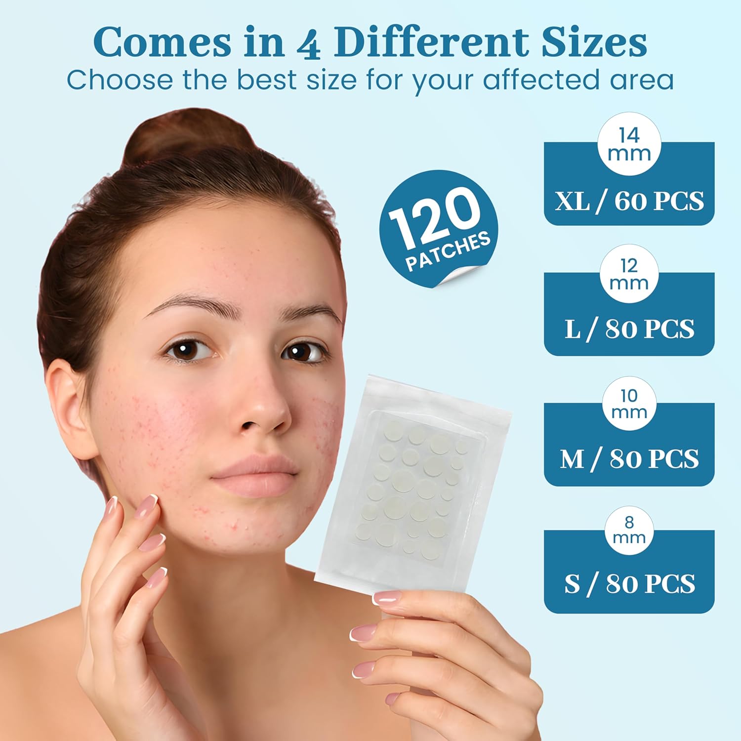 Hydrocolloid Acne Pimple Patch for Face,Covering Zits & Blemishes, 4 sizes Zits Absorbing Patch, Breakouts Spot Treatment , Vegan, Cruelty Free, Gentle Ingredients, Healing, Invisible patch - Image 2