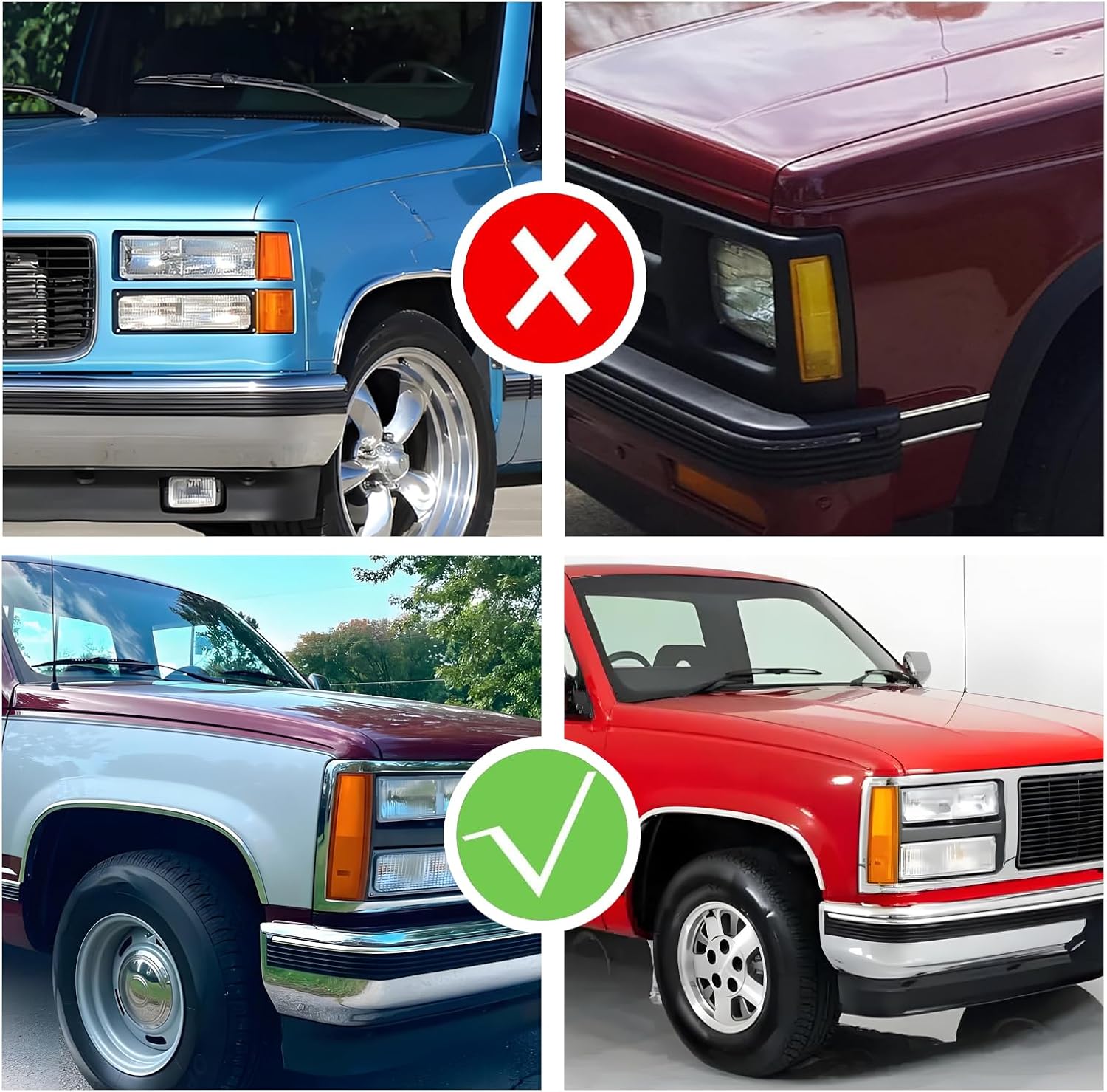 Amber Lens LED Front Corner Lamp Side Marker Lights Kit for 1988-1993 GMC Sierra Suburban C1500 C2500 C3500 | K1500 K2500 K3500 | 1992-1993 Yukon | Plug & Play Direct Replacement (Amber Lens)