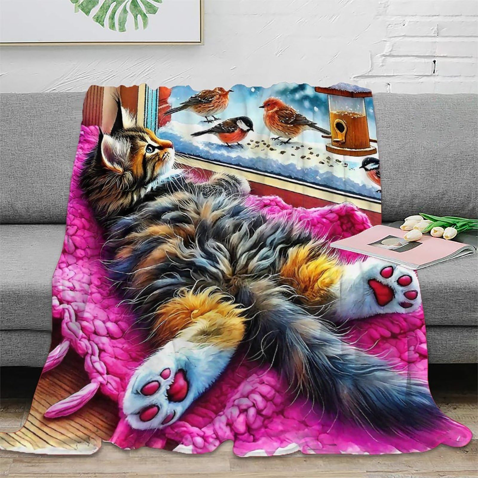 Couverture de lit chat 3D grande taille couverture microfibre chaude canapé