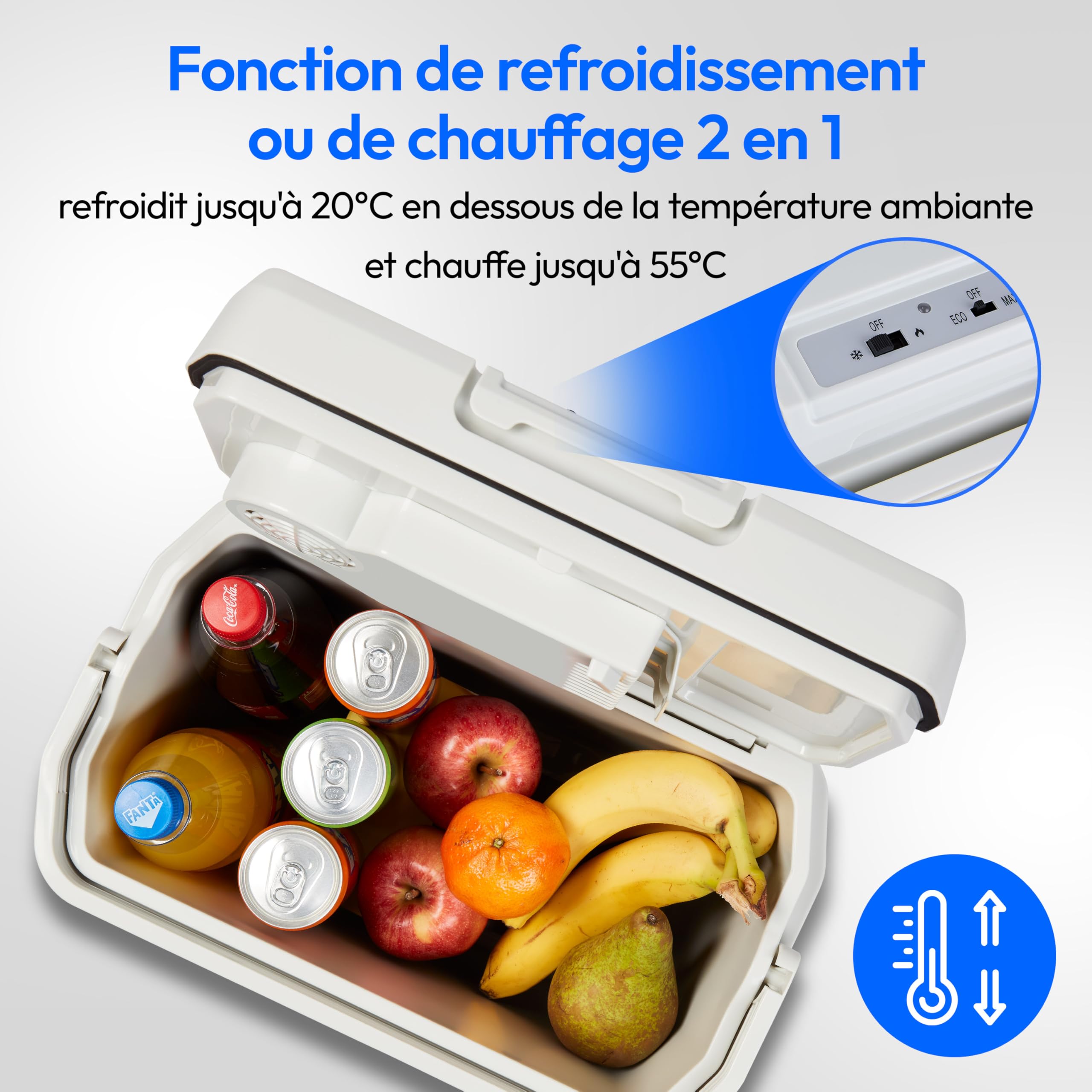 MEDION Glacière mobile 2 en 1 20 L électrique chauffage et refroidissement 230 V 12 V USB