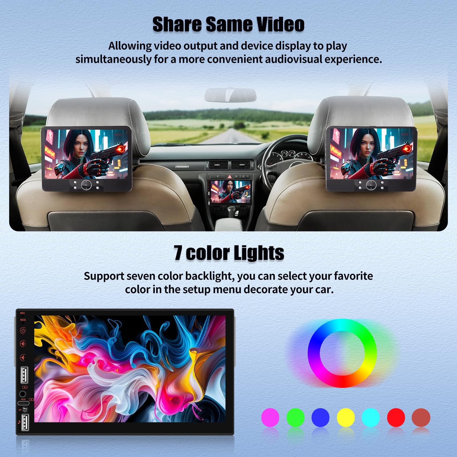 SIXTOP Autoradio 1 Din avec CarPlay sans Fil & Android Auto, 7 Pouces Écran pour Voiture, Autoradio Bluetooth avec MirrorLink, EQ, FM, USB/TF/AUX, Commande Au Volant