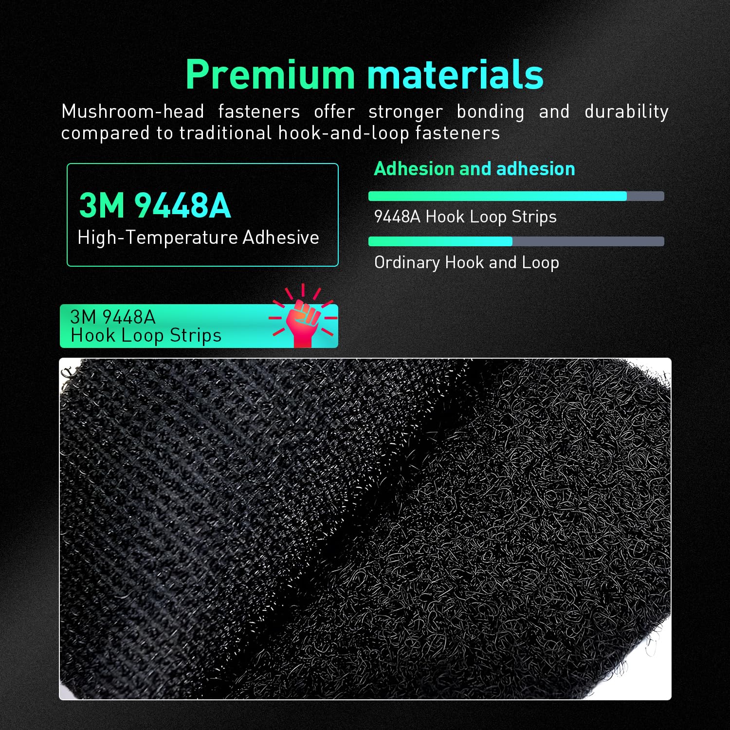 Cinta de gancho y bucle Adhesivo superfuerte Autoadhesivo 9448A 25,4 mm x 5 m Negro Tejido de nylon entrelazado duradero para la organización del hogar y la oficina Decoración Proyectos de bricolaje