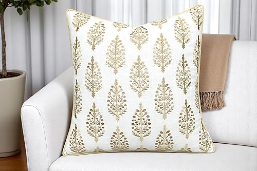 Miniatura 5 de Funda de almohada decorativa cuadrada bordada con hojas de helecho, sofá, silla, dormitorio, sala de estar, decoración del hogar de granja, 20 x 20