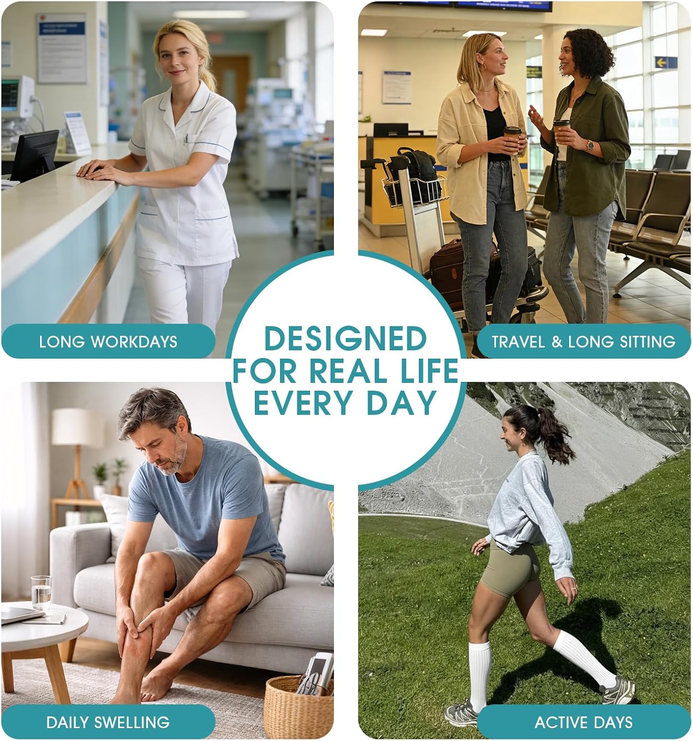 ACTINPUT 8 Pairs Compression Socks for Women & Men,Support Compression Stockings for Medical Running Athletic - Image 5