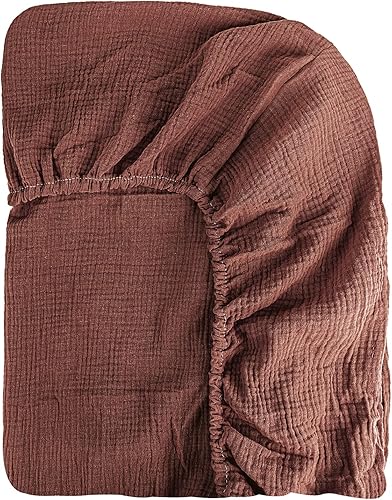 Super Juniors Muslin Baby Fitted Crib Sheet,Extra Cozy Soft Breathable Crib Mattress Sheets for Boys and Girls,28x52(Coffee)