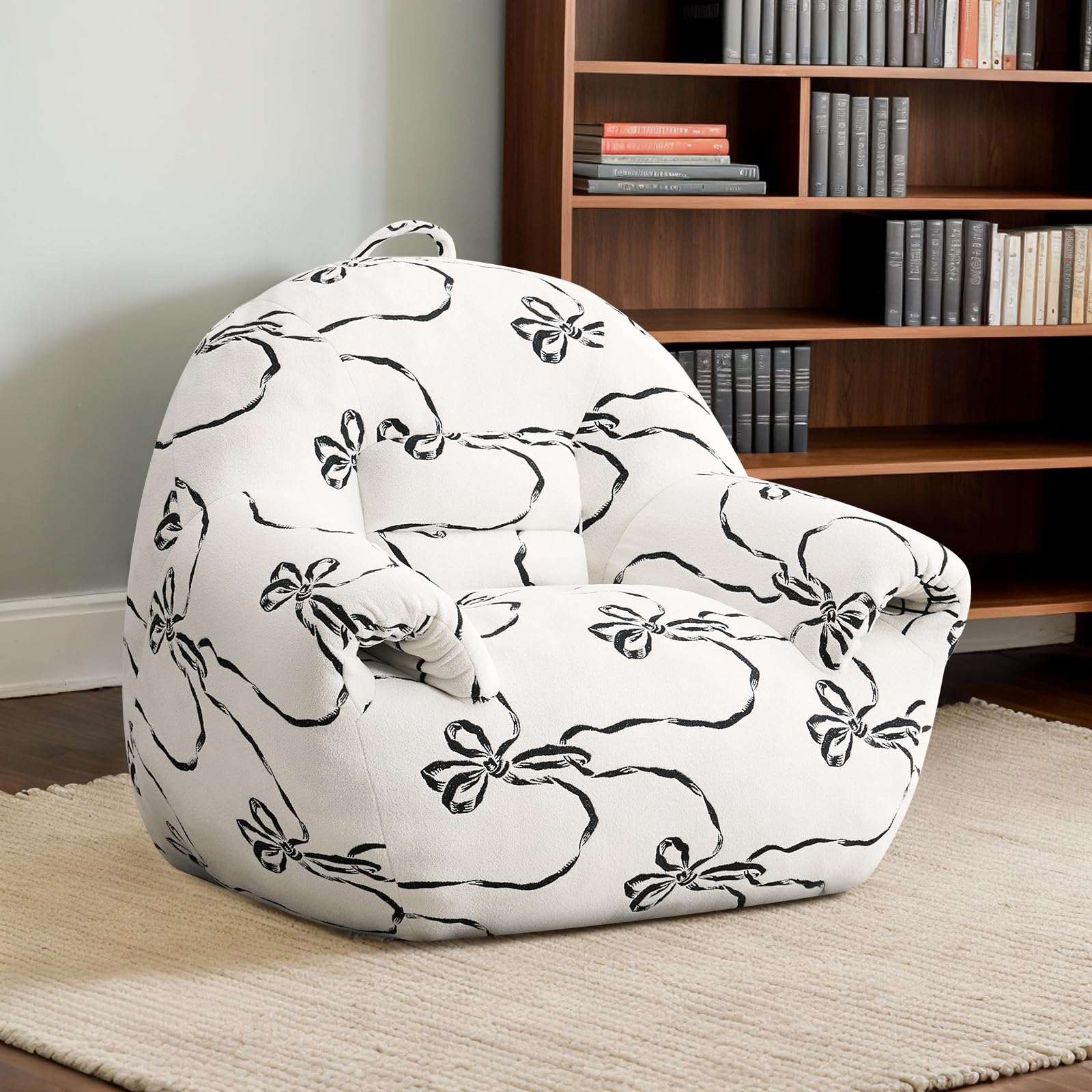 Peace nest Bean Bag Chair for Adults Large Lazy Sofa with Armrests Comfy Beanbag Couch with Filler Floor Accent Chairs for Relaxing Reading in Bedroom Living Room Lounge Flower