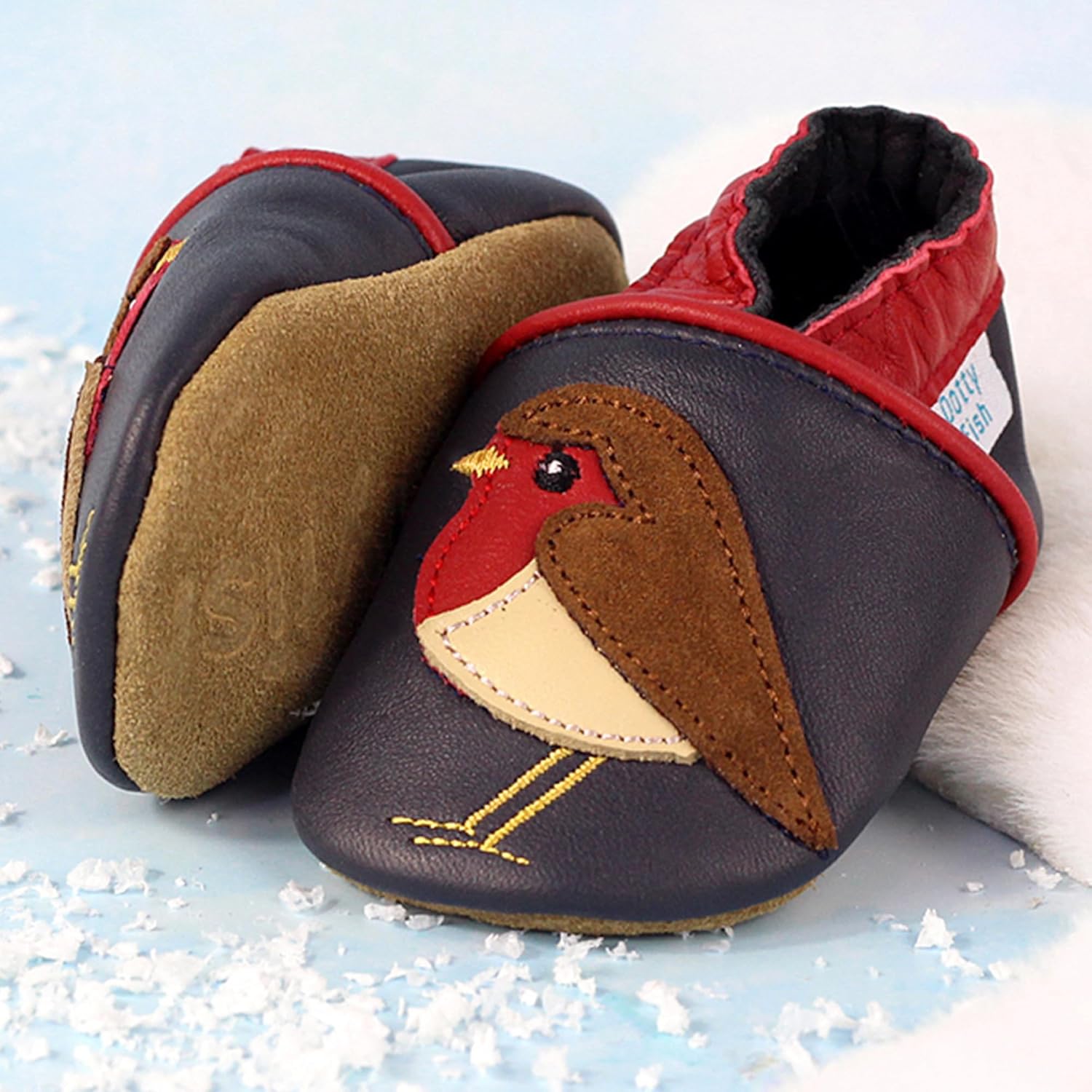 Dotty Fish Soft Sole Leather Baby & Toddler Shoes – Barefoot Feel Crib Shoes for Boys & Girls, Lightweight, Flexible, Non-Slip, Elasticated Ankles, Podiatry Approved, British Brand, 0–5 Years - Image 3