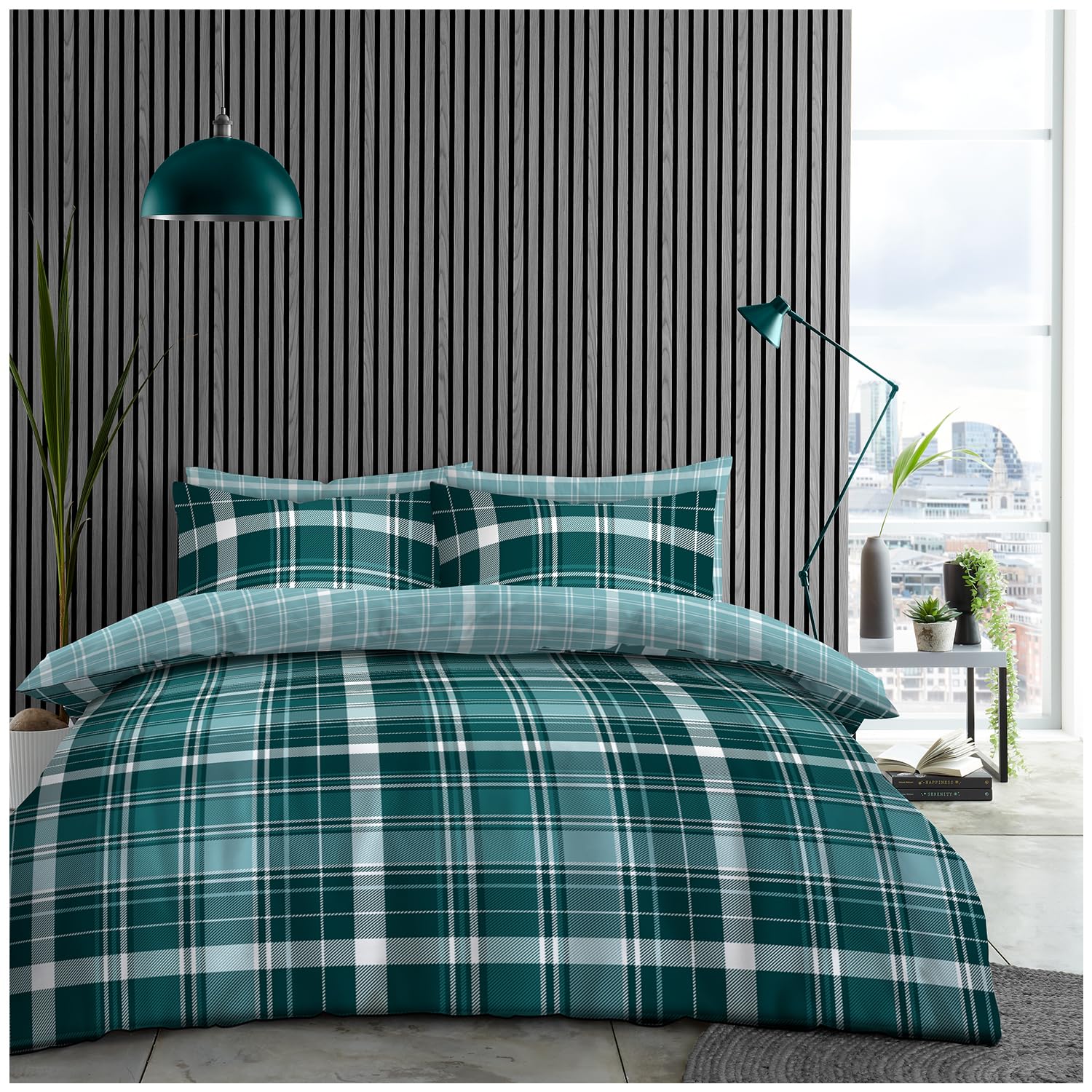 GC GAVENO CAVAILIA Checked King Duvet Cover Set, Multi — image 1