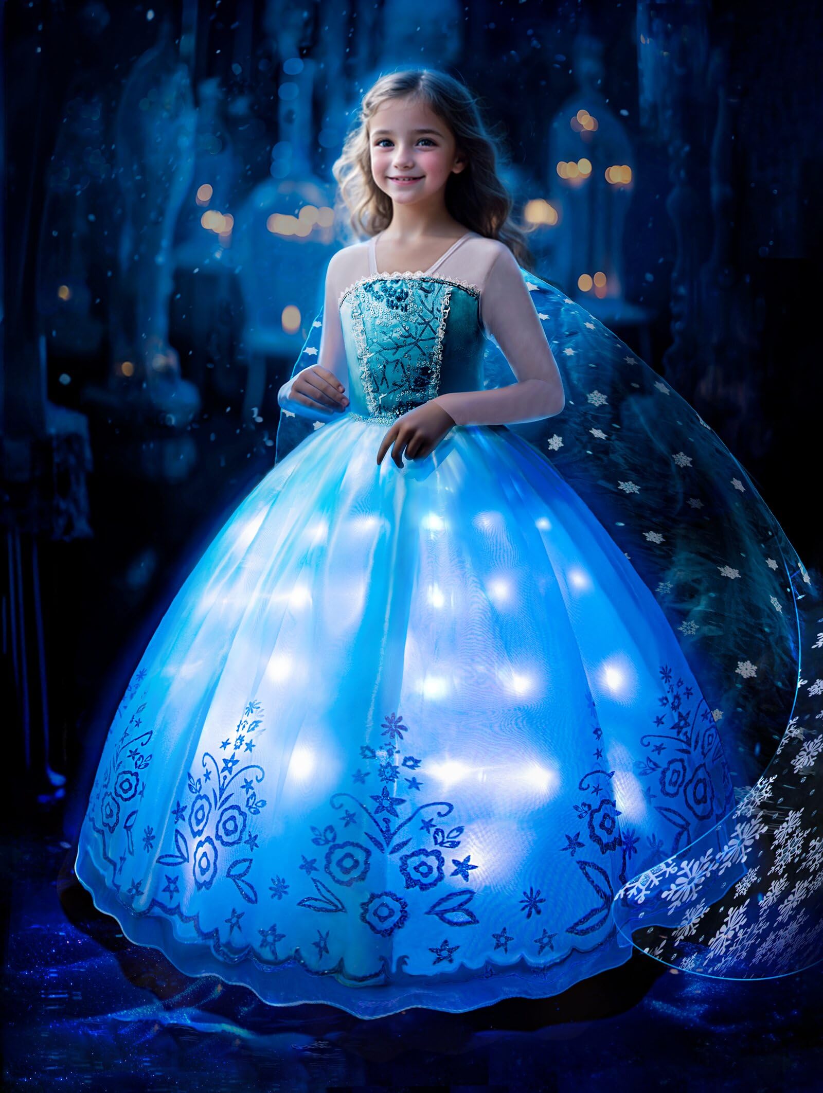 Uporpor Light Up Magical Snow Princess Costumes Christmas Girls
