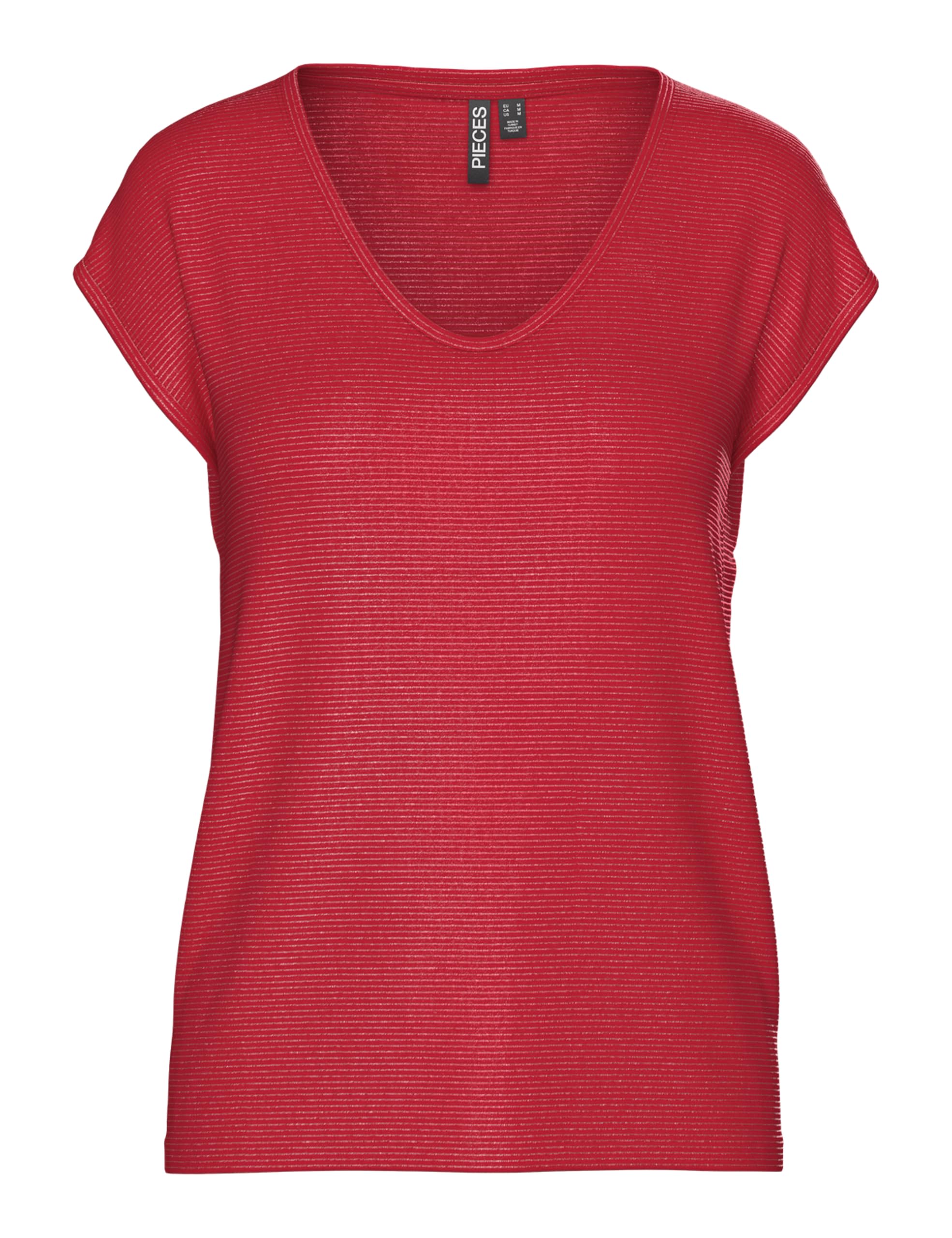 PIECES Pcbillo Tee Lurex Stripes JRS Noos Bc, Goji Berry, XS