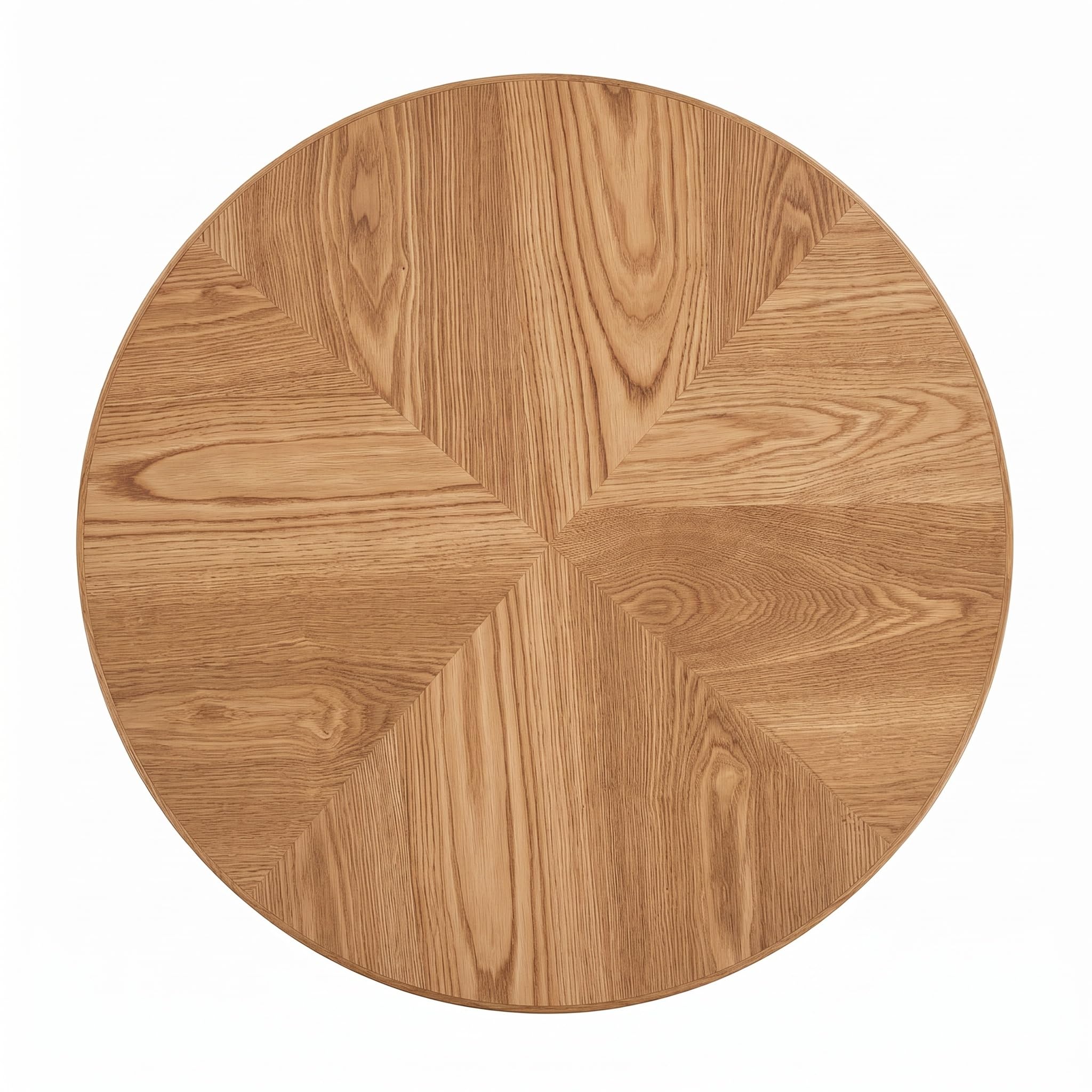 Couchtisch mit Parquet Pattern Top, Modern Round CoffeeTable,78cm | Fluted Design,Kid & Pet Friendly