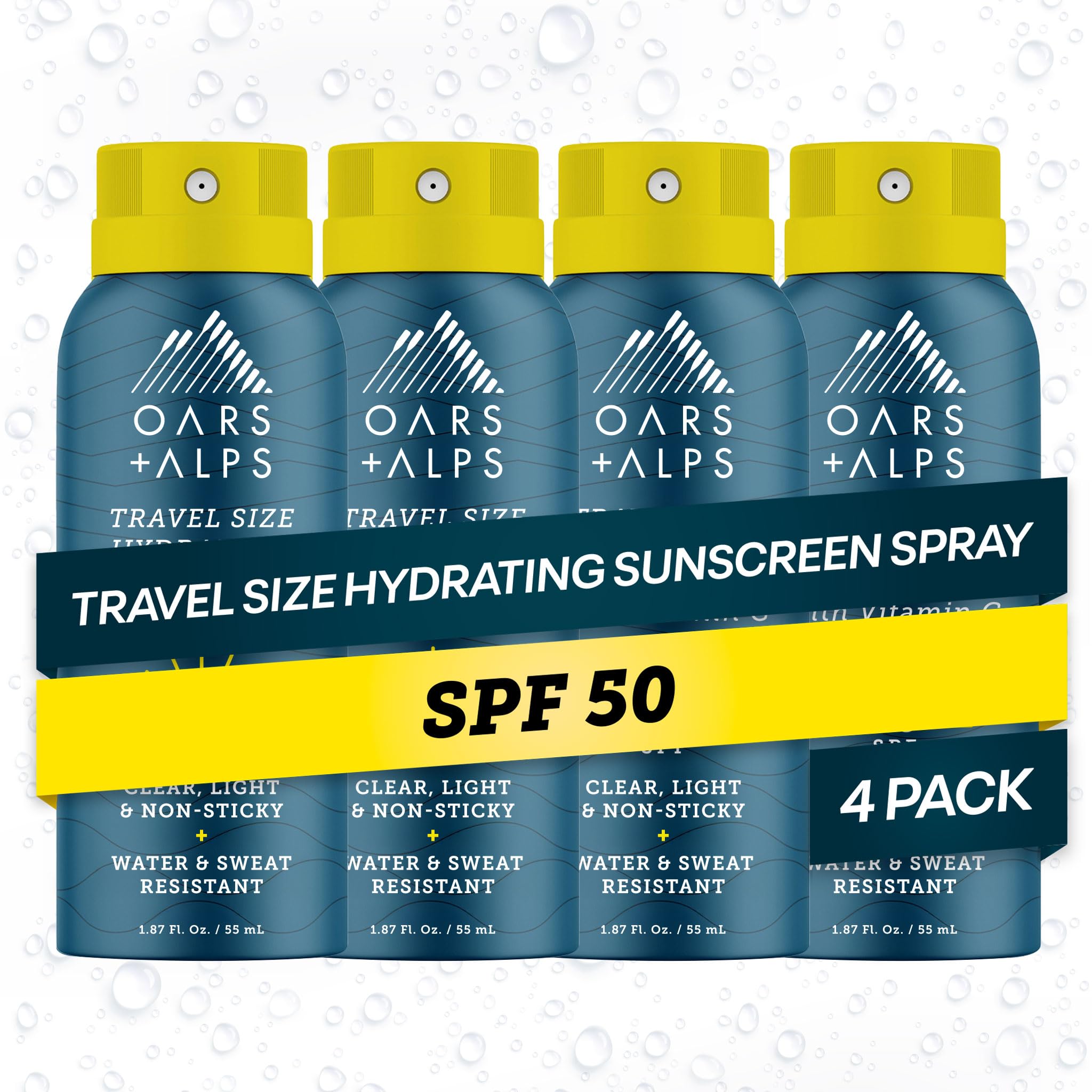 Oars Alps SPF 50 Face Body Broad Spectrum Sunscreen Spray Fast-Absorbing Lightweight Non-Greasy Hawaii Reef Act 104 Compliant