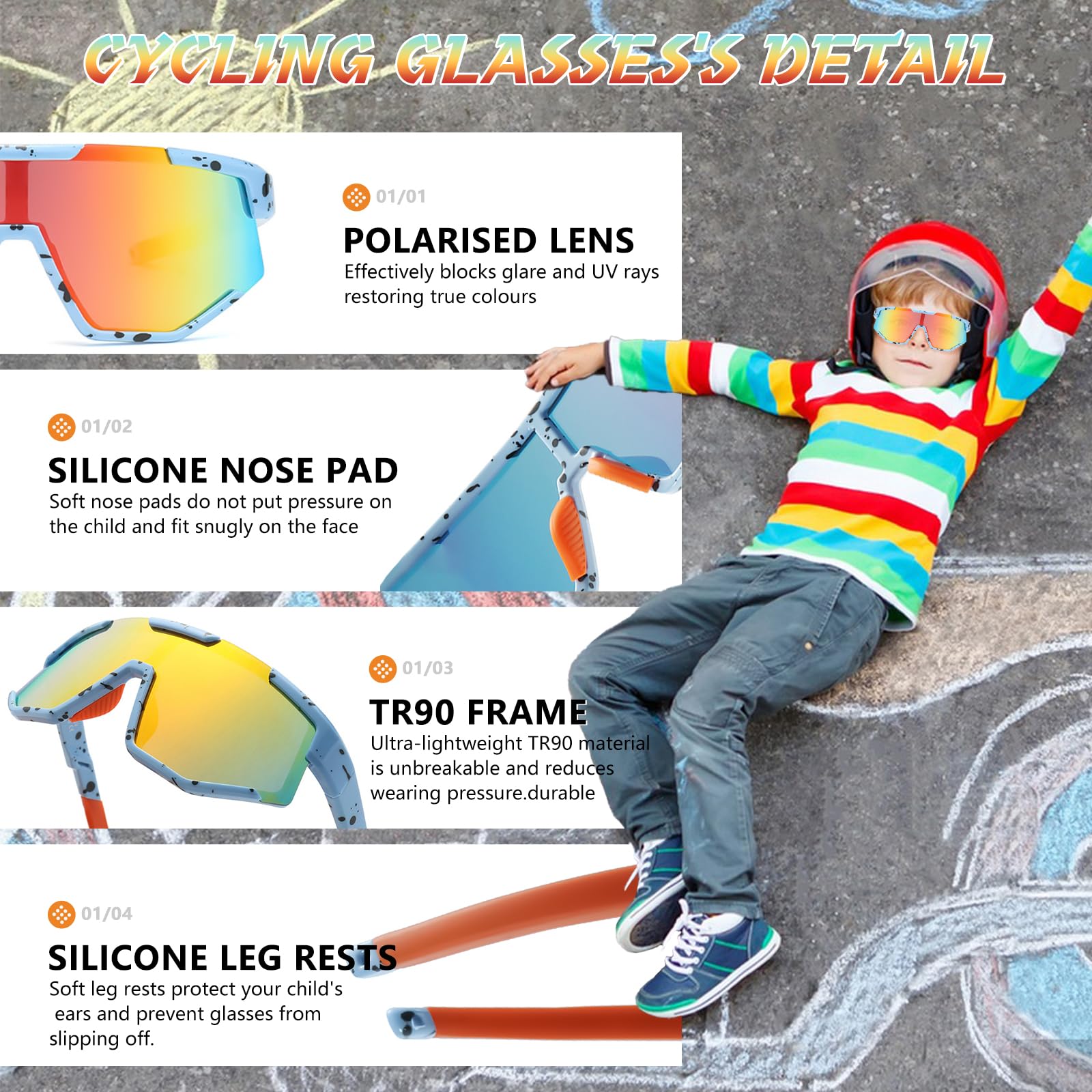 Occhiali da sole polarizzati per bambini – Occhiali sportivi a specchio per ragazze ragazzi occhiali veloci ragazzi ragazzi protezione UV occhiali da sole