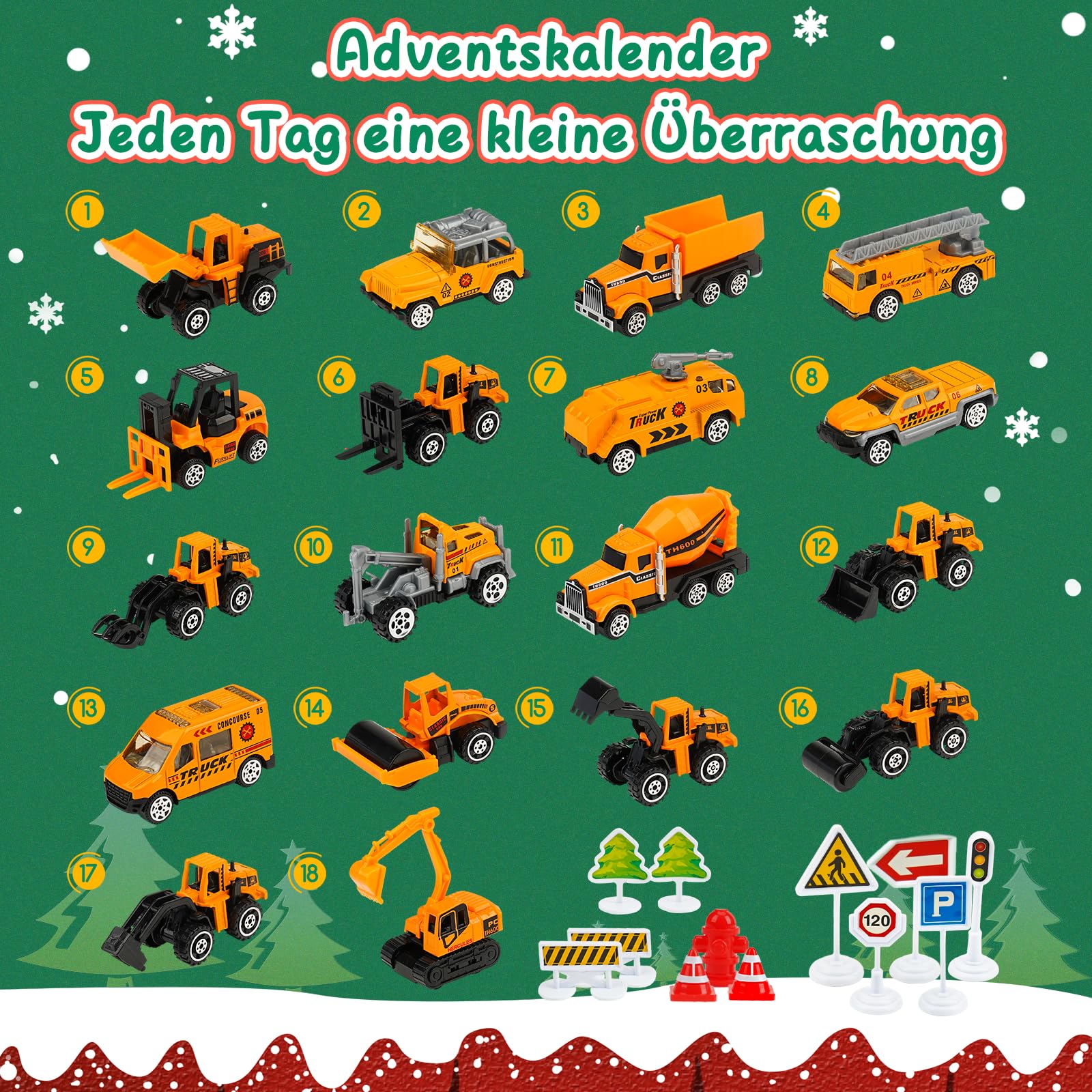 Goffii Calendario Avvento Macchinine 2023, Regalo Bambino 2 3 4 5 6 Anni Macchinine per Bambini 3-6 Anni Giocattoli Bambino 3-6 Anni Calendario Dell'avvento 2023 Cars Macchinine Regalo Bambina 3-6
