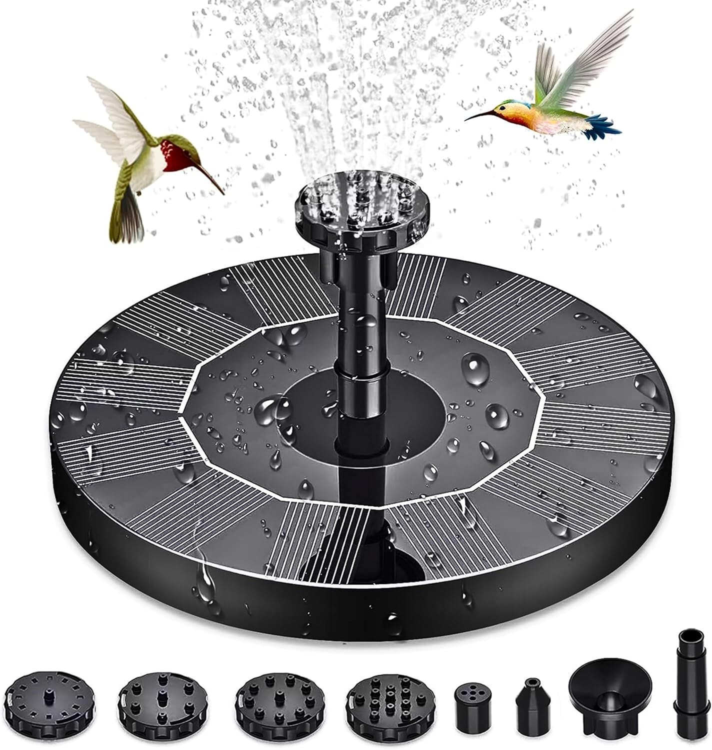 Automatic Water Fountain Solar Power Floating Water Pump 150 L/H For Outdoor at Home Garden Pool Pond Plants Patio 6V Crystal Silicon 130 mm Round (1 W)