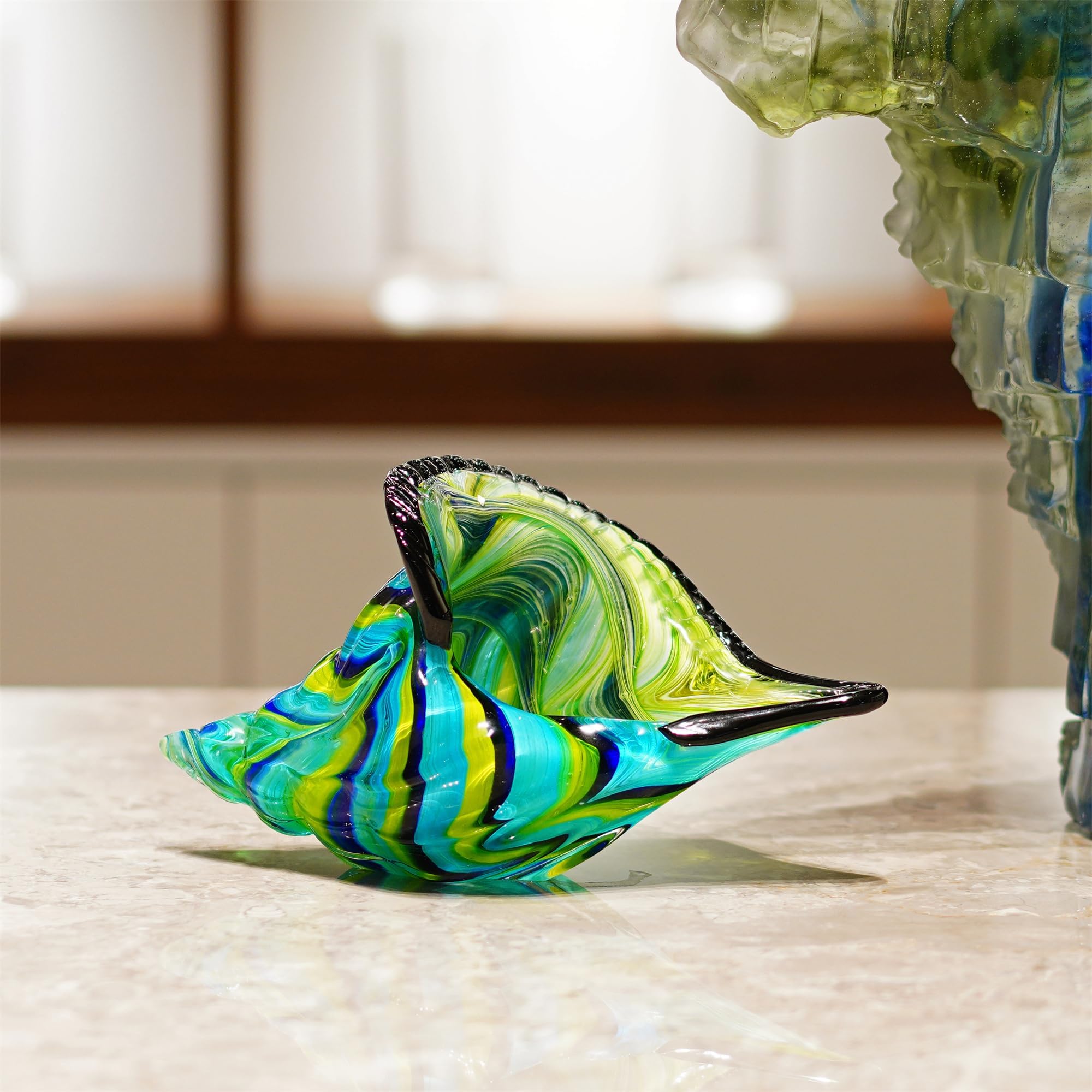 Sculpture de coquillage en verre soufflé à la main de grande taille, presse-papier conque en verre pour salon