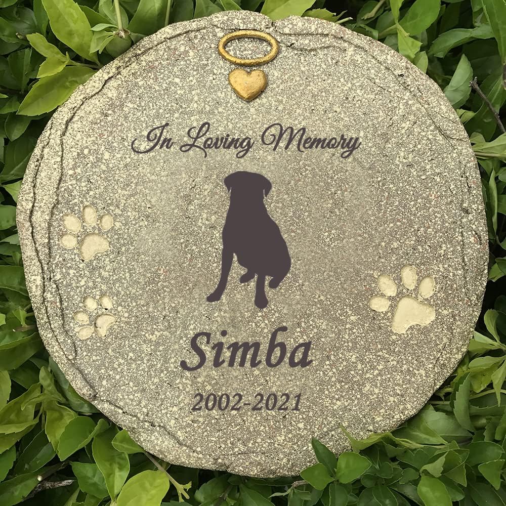 Engraved Pet Memorial Garden Stone, Personalized Pet Grave Marker Tombstone Garden Stone, Indoor Outdoor Dog or Cat for Garden Backyard Marker Grave Tombstone