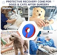 Vista 3 de Alternativa al cono para perro después de la cirugía, collar de recuperación inflable para perros y gatos, collares E ajustables para perros, cono