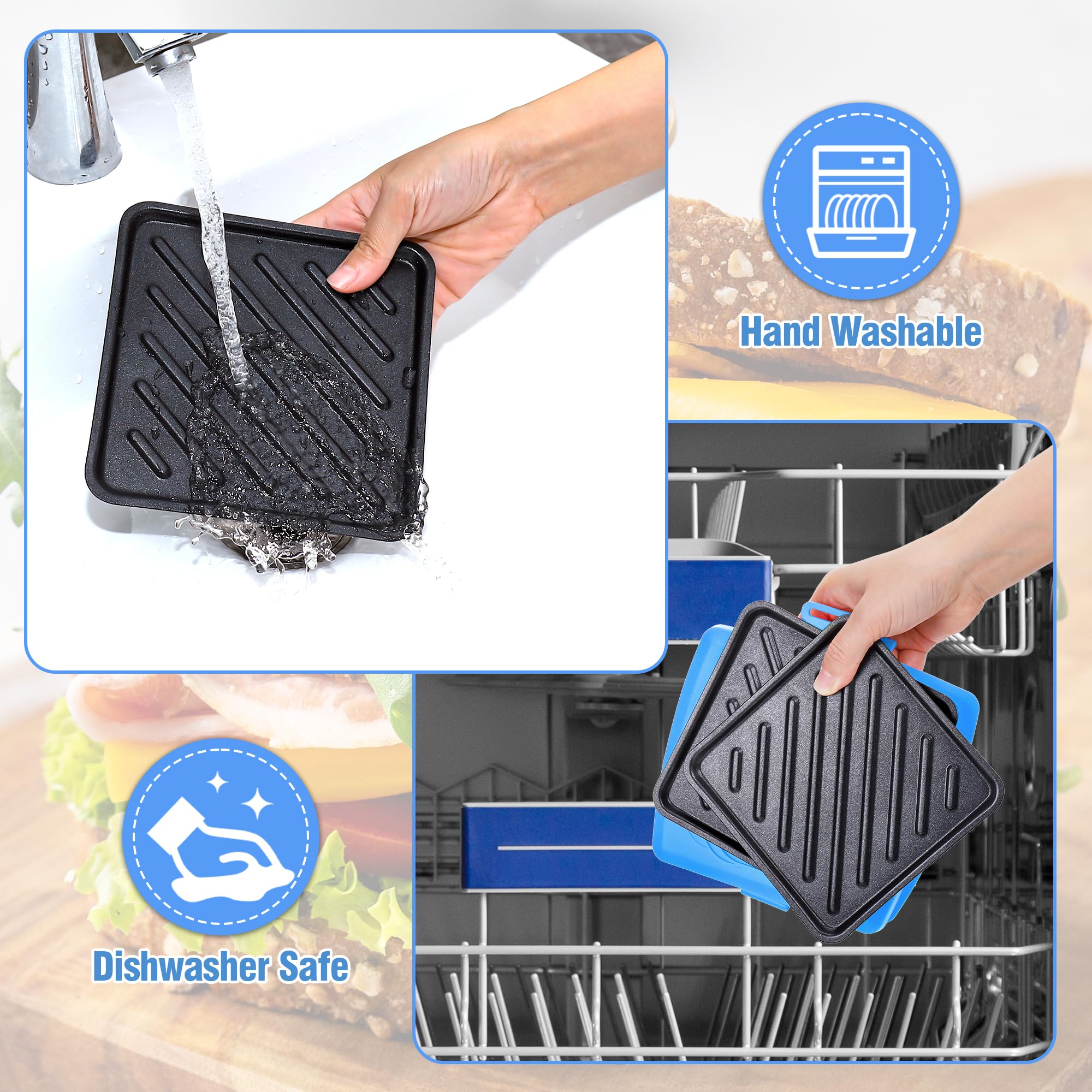 Sandwichera Microondas, Tostadora de Sándwiches 16 x 16cm, Sandwichera para Microondas con Platos Desmontables y Band de Silicona, Sandwich Maker para Paninis Sándwiches Bacon